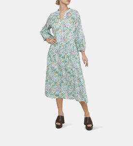 Floral-print Puffy Sleeve Midi Dress Floral-print Puffy Sleeve Midi Dress