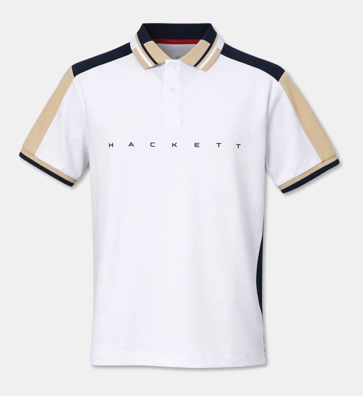 Hackett London Two-tone Logo-print Short-sleeve Polo, White, Xl, Packshot View