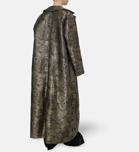 BARG Gold Peacock-motif Brocade Open-front Abaya, Model View