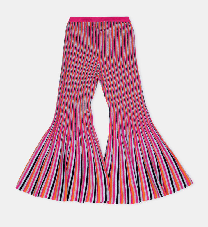 Knit Stripped Flared-cut Pants