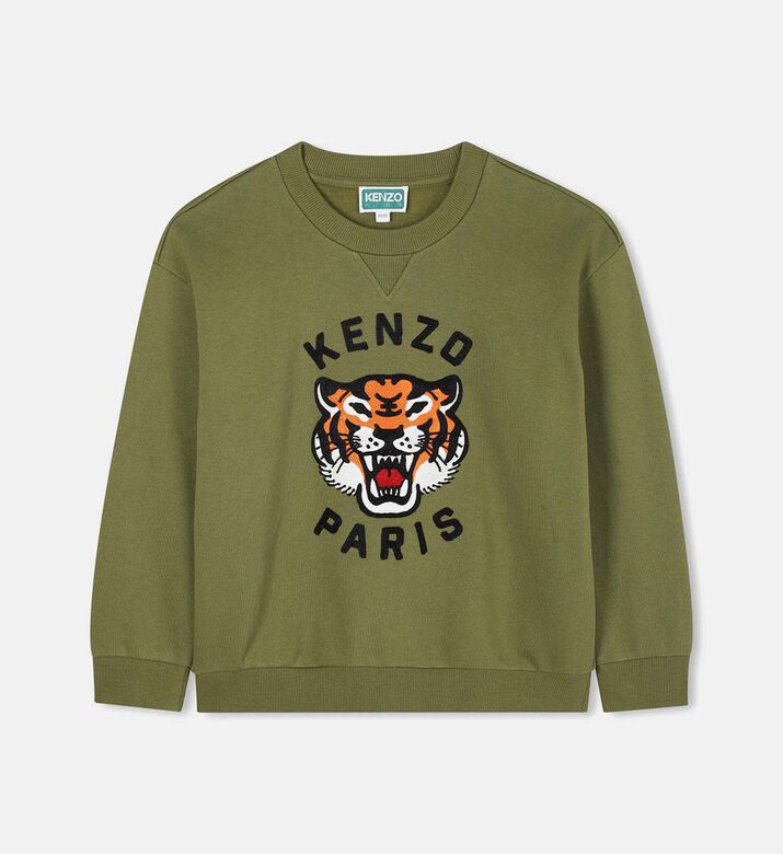 سويت شيرت قطن بطبعة شعار نمر بأكمام طويلة