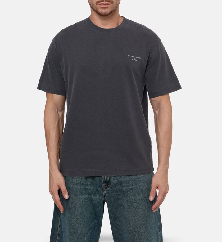 Samsoe Saragnar Logo-print Crewneck T-shirt, Model View