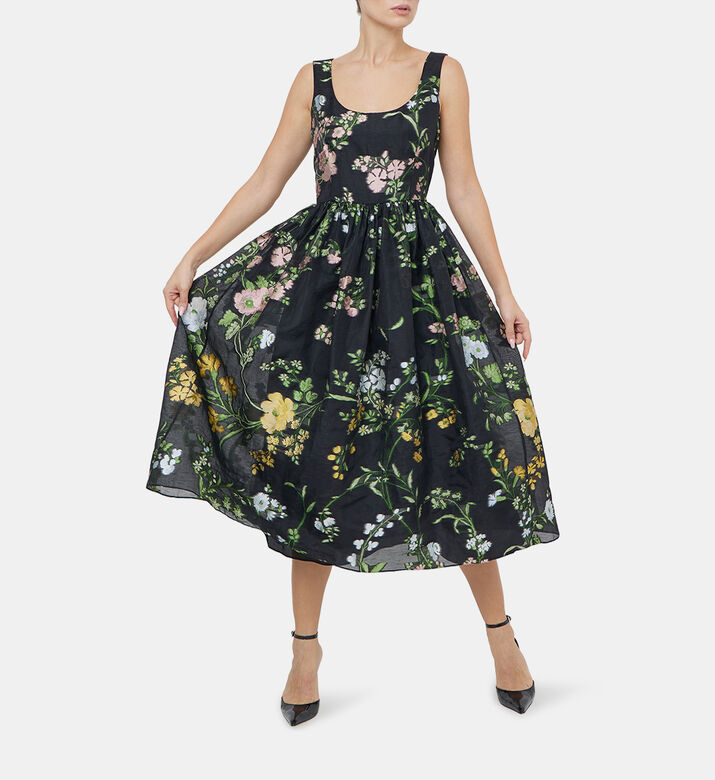 Sleeveless Embroidered Volume Hem Dress