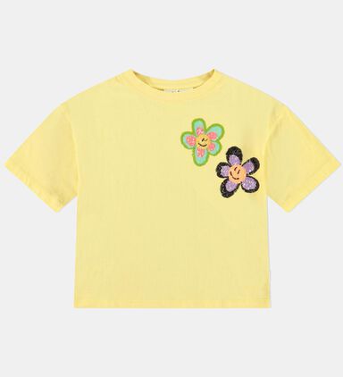 Reinette Flower Appliqués Crewneck T-shirt