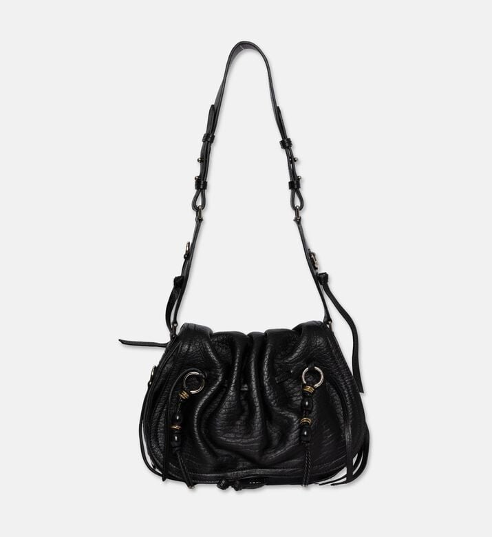 Isabel Marant Bolton Beaded Ruched Shoulder Bag, Black, Packshot View