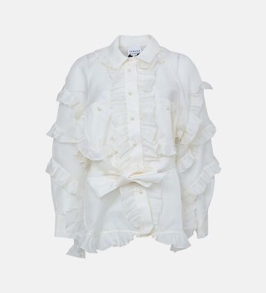 Ruffle Bow Long-sleeve Shirt