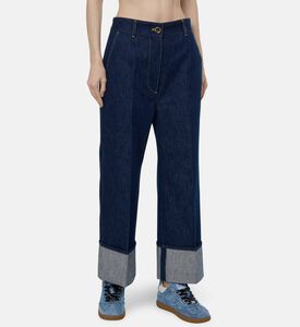 Patou Iconic Denim Folded Hems Pants, Model View