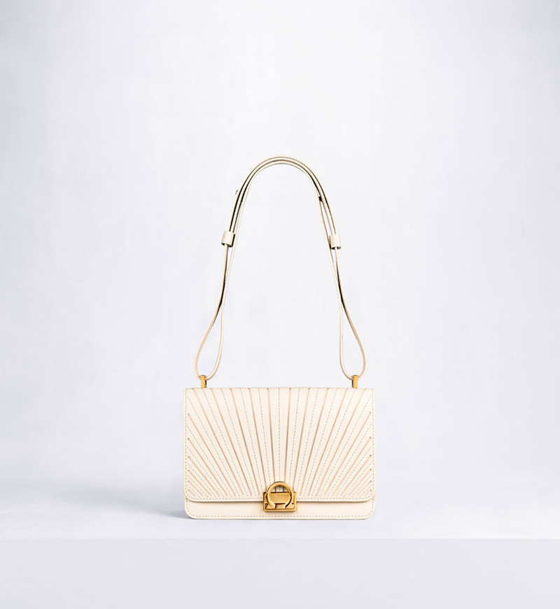 Signature Calf Leather Pleated Shoulder Bag