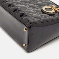Dior Black Cannage Patent Leather Large Lady Dior Tote Bag Preowned
