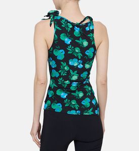 بلوزة محبوكة بدون أكمام بنقشة أزهار