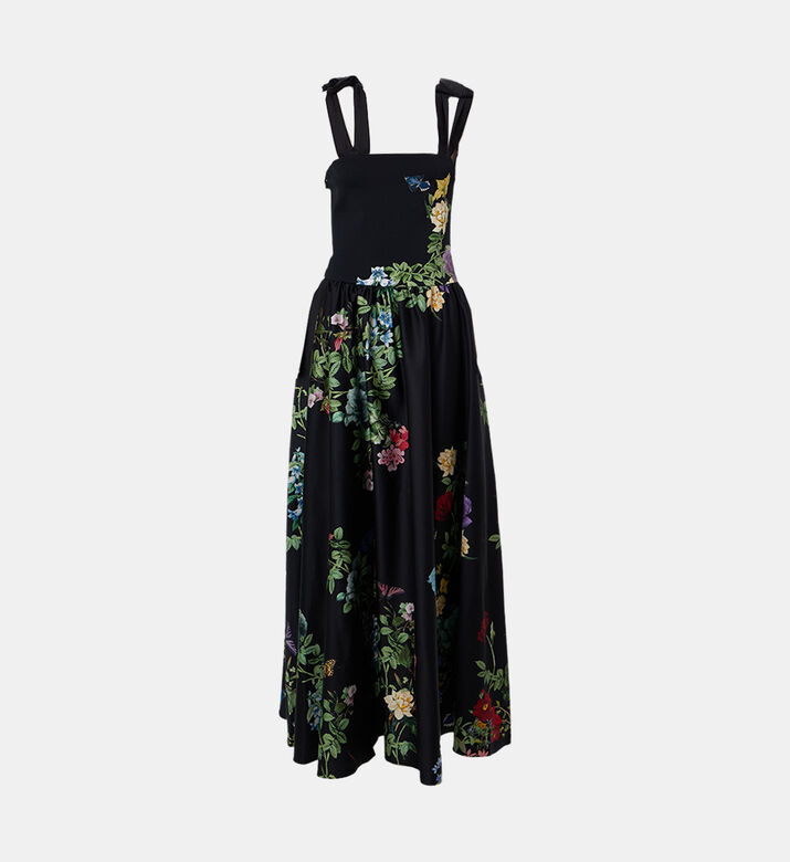 Floral-print Sleeveless Flared Dress