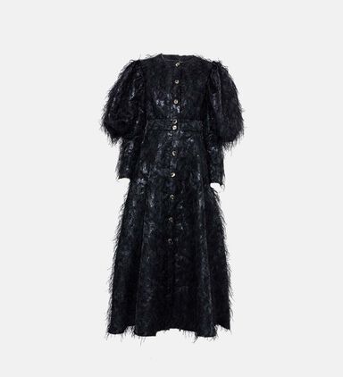 Puff Sleeve Button-front Dress