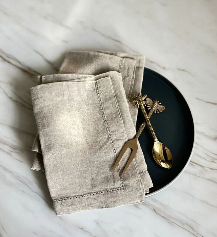 Tohfa Luxe Stone Hemstitched 4-piece Linen Napkin Set, Packshot View