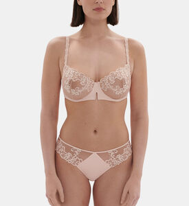 صدرية ساغا شفافة نصفية بلون وردي خجول