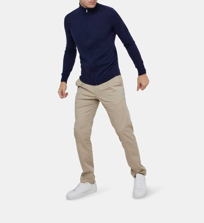 Cashmere High Collar Zipped Jacket