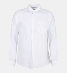 قميص بوبلين من القطن والكتان بقصة عادية