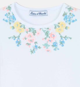Floral-embroidery Crewneck T-shirt