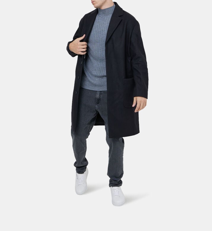 معطف بمزيج صوف سادة معطف بمزيج صوف سادة