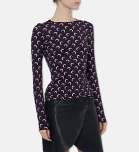 Marine Serre Moon-print Fitted Jersey Top, Model View