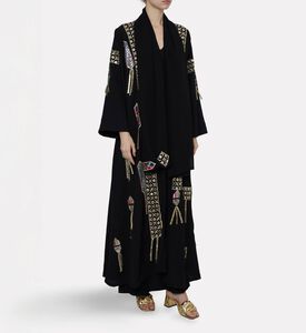 Dalia Al Azem Mirror-work Embroidery Open-front Abaya, Model View