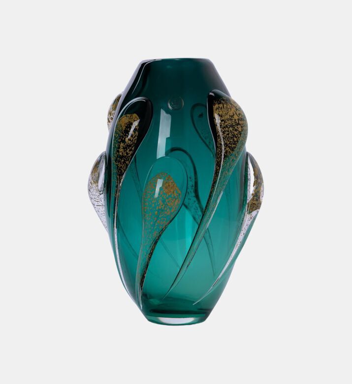 Gileno Medusa Handmade Gold Crystal Vase, Green, M, Packshot View