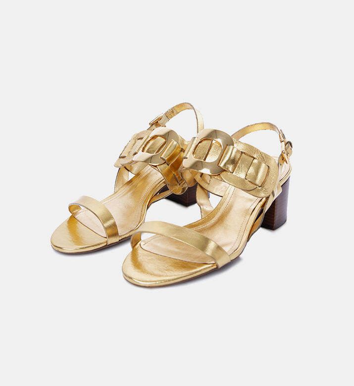 Leather Block Heel Sandals