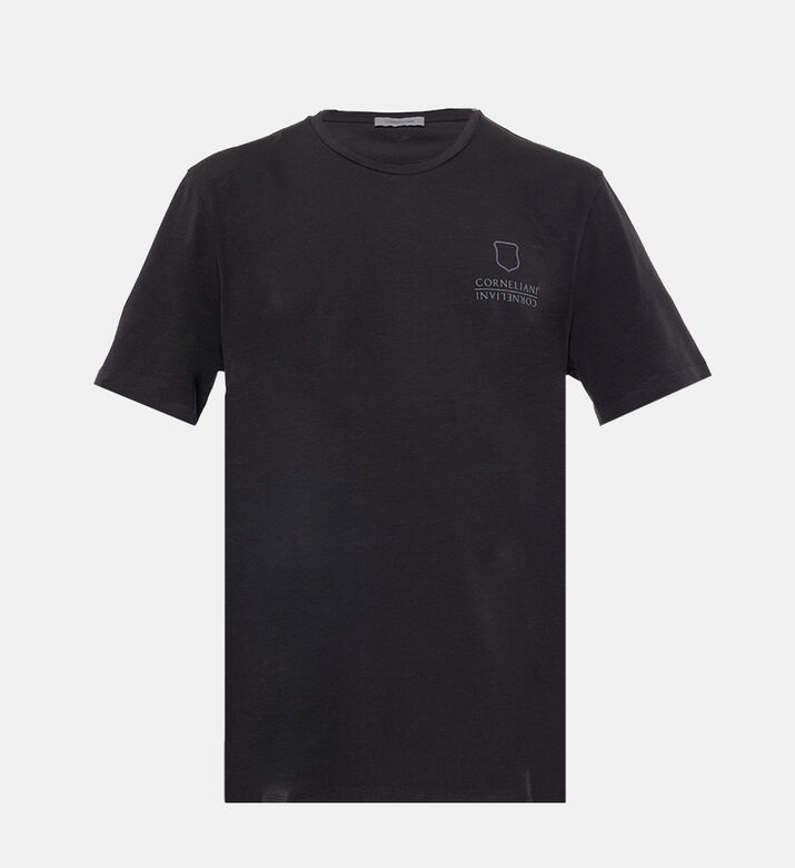 تيشيرت بياقة مستديرة جيرسيه مطاطية