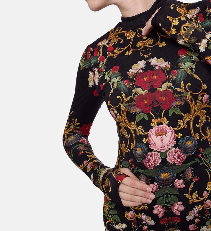 Alice and Olivia Delora Baroque Floral-print Midi Dress, Model View