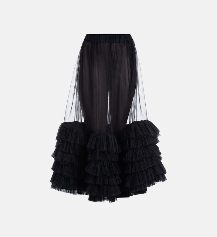 Sheer Ruffled Tulle Skirt