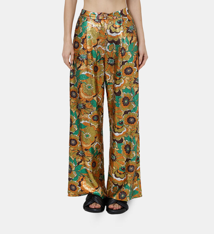 Floral Sequin Wide-leg Pants Floral Sequin Wide-leg Pants