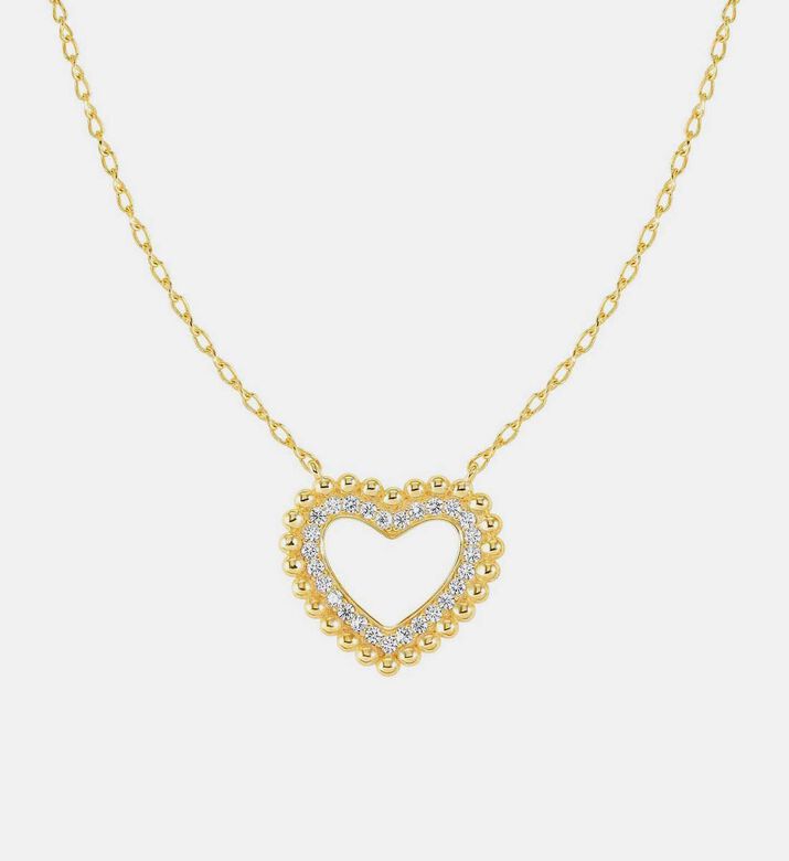 Lovecloud Cubic Zirconia Heart Charm Silver Necklace