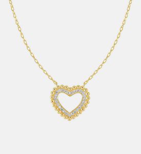 Lovecloud Cubic Zirconia Heart Charm Gold Necklace Lovecloud Cubic Zirconia Heart Charm Gold Necklace