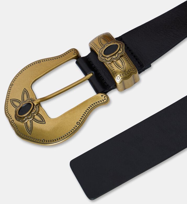 Momoni Leather Belt Ornate Buckle, Packshot View