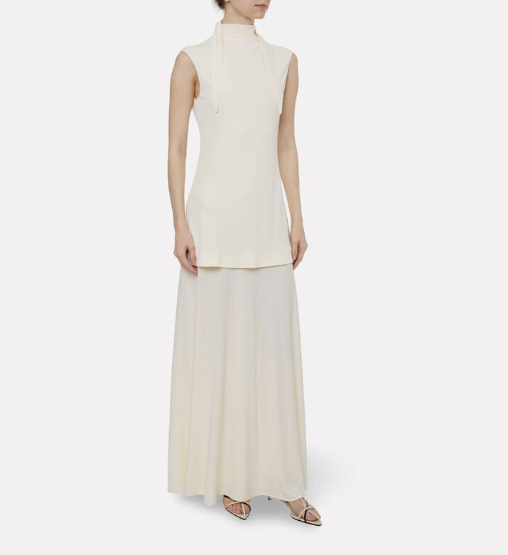 Jil Sander Viscose Crepe High-neck Dress, Model View