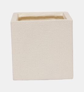 Home Deco and More Fiber Clay Square Planter, Beige, 22-cm, Packshot View