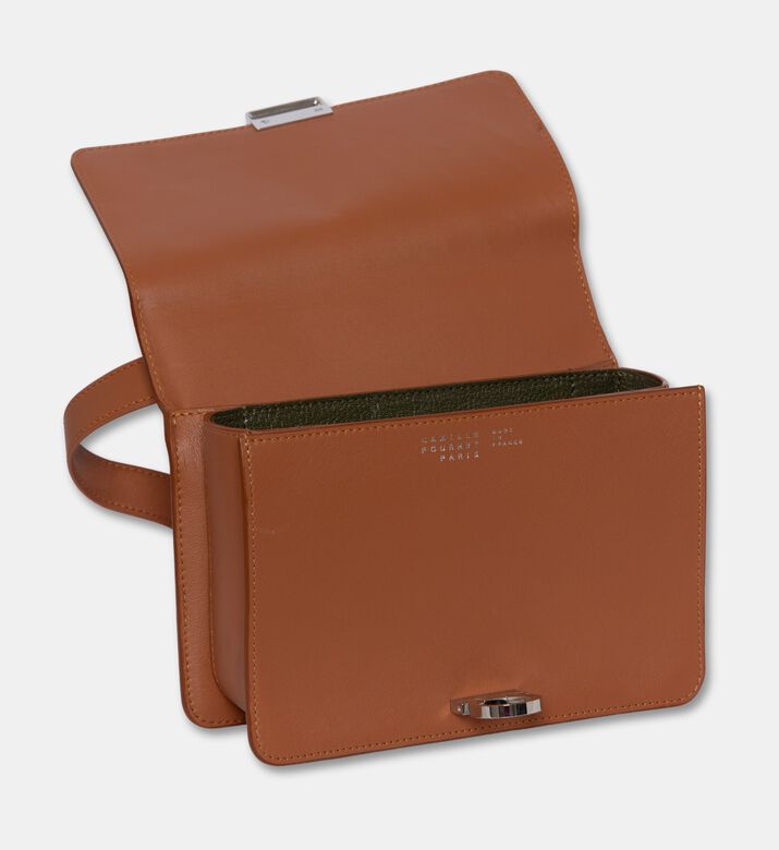 Camille Fournet Signature Calf Leather Pleated Shoulder Bag, Brown, Packshot View