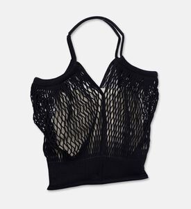 Hereu Leather-details Filt Net Tote Bag, Black, Packshot View