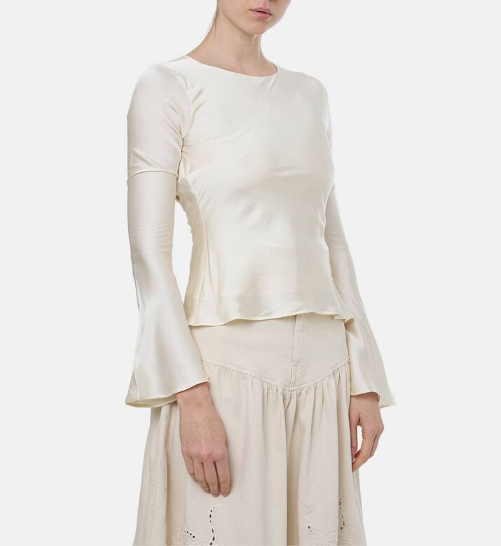 Ganni Wide Long-sleeve Blouse, Model View Ganni Wide Long-sleeve Blouse, Model View
