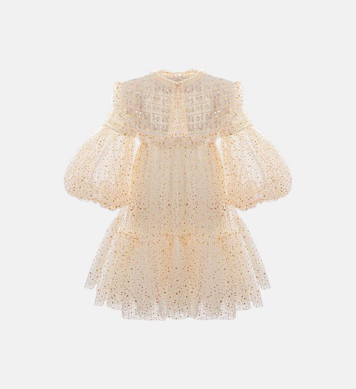Gold Tulle Hand-sewn Beading Dress