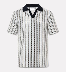 Samsoe Samac Striped Knit V-neck Polo Shirt, Packshot View