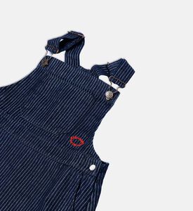 Bobo Choses Embroidered Logo Adjustable Buckle Straps Pinstripe Denim Dress, Packshot View