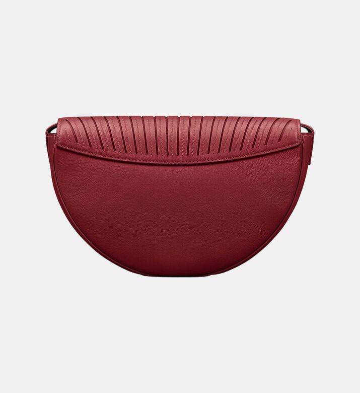 Camille Fournet Astral Calf Leather Pleated Half-moon Handbag, Burgundy, Packshot View