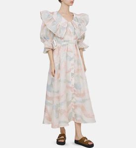 فستان ميتاليك بأكمام ثلاثة أرباع