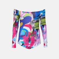 Off-shoulder Printed Bodysuit