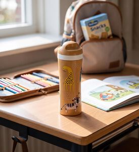 Koziol Geschenk Africa Organic Drinking Bottle, Natural, Zoo, Model View