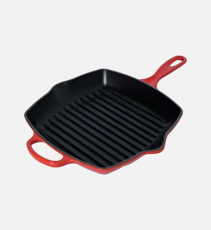Le Creuset Grillit Cast Iron Square Skillet, Red, 26-cm, Packshot View