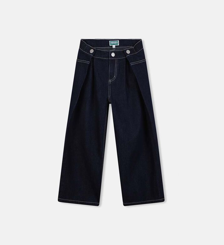 Floral-embroidery Denim Trousers