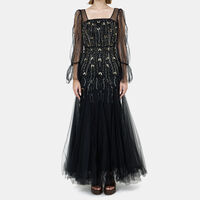 Rhinestone Embellished Flared Tulle Dress