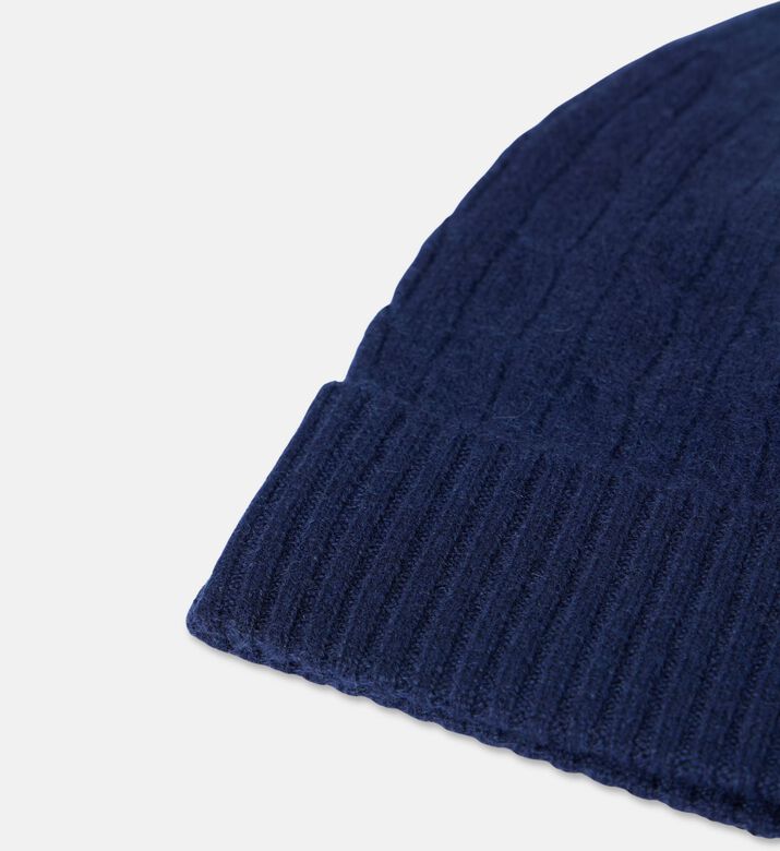 Galeries Lafayette Cable-knit Turn-up Beanie Hat, Dark-blue, Fs, Packshot View