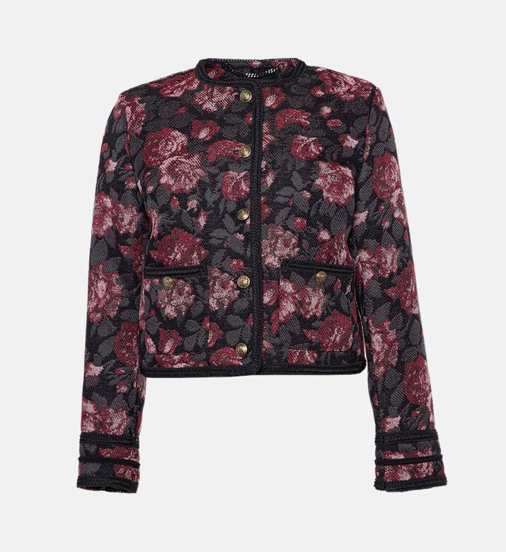 The Kooples Floral Jacquard Cropped Jacket, Packshot View